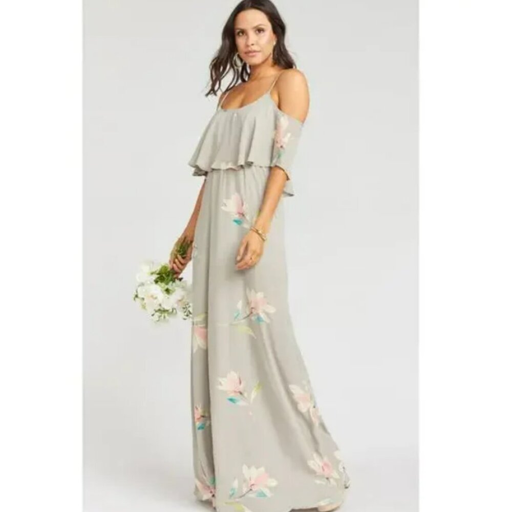 Show Me Your Mumu Flowy Sleeveless Caitlin Ruffle Maxi Dress in Lily Shower NWT